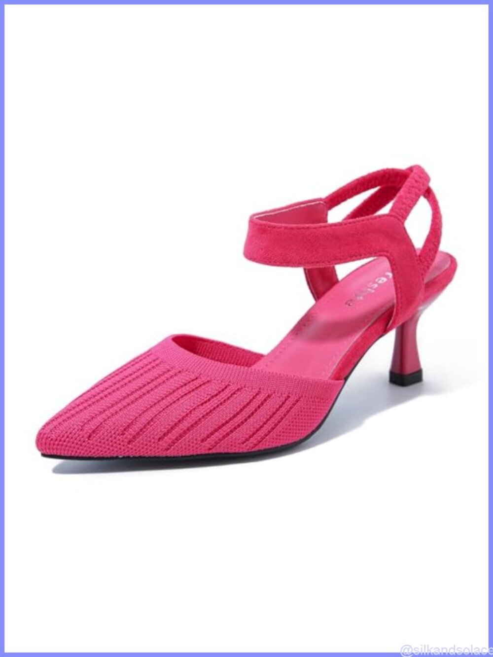 Kitten Heel Pumps Knit Pointed Toe D'Orsay Dress Sandals